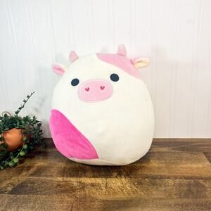 *RARE* Squishmallow 8” Caedyn The Pink Cow Heart Nostrils Valentine Kellytoy